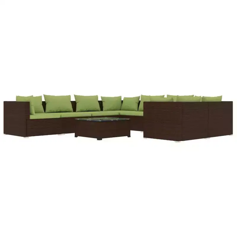 vidaXL Garden Lounge Set Brown, Green