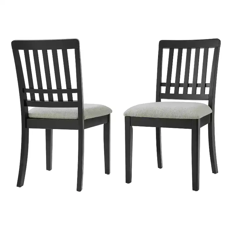 Dining Chairs with Curved Wood Backrest and Gray Fabric Seat