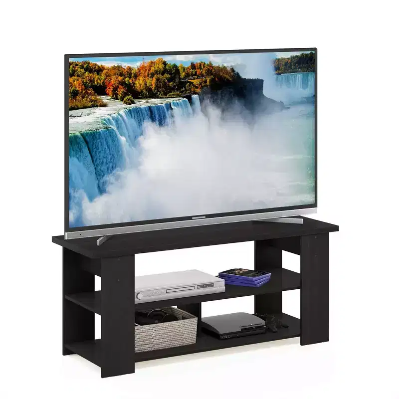 TV Stand Entertainment Media Center Console for TVs up to 55, Open Storage Shelves, Espresso