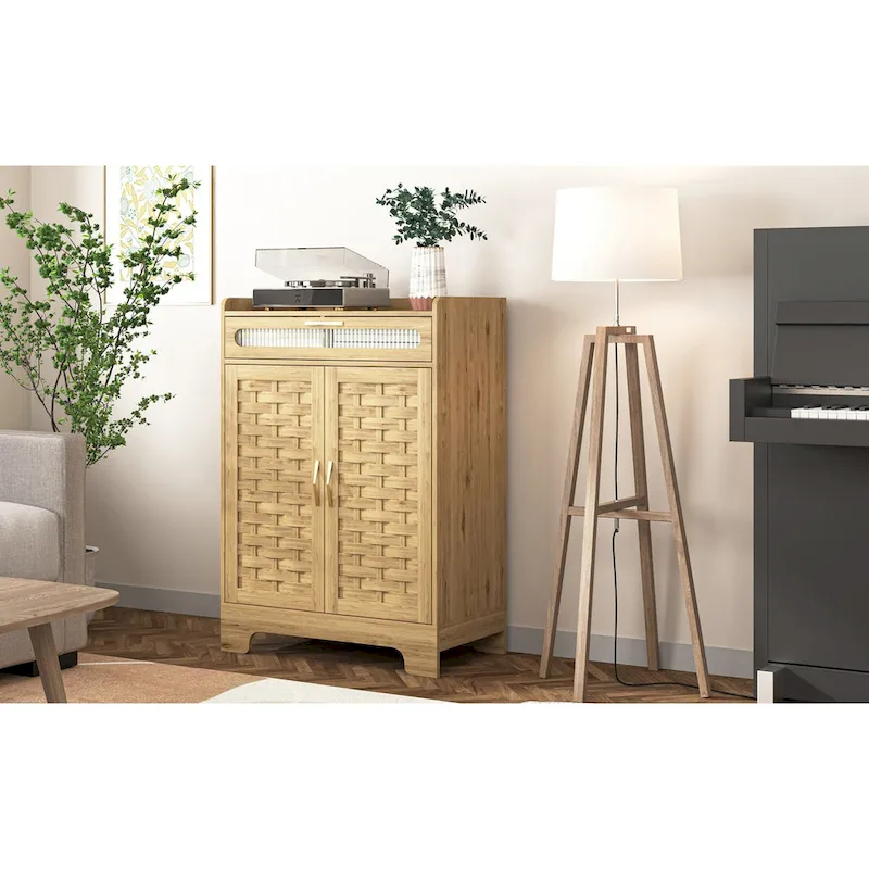 Coffee Bar Cabinet Buffet Sideboard with Drawer and Adjustable Shelf