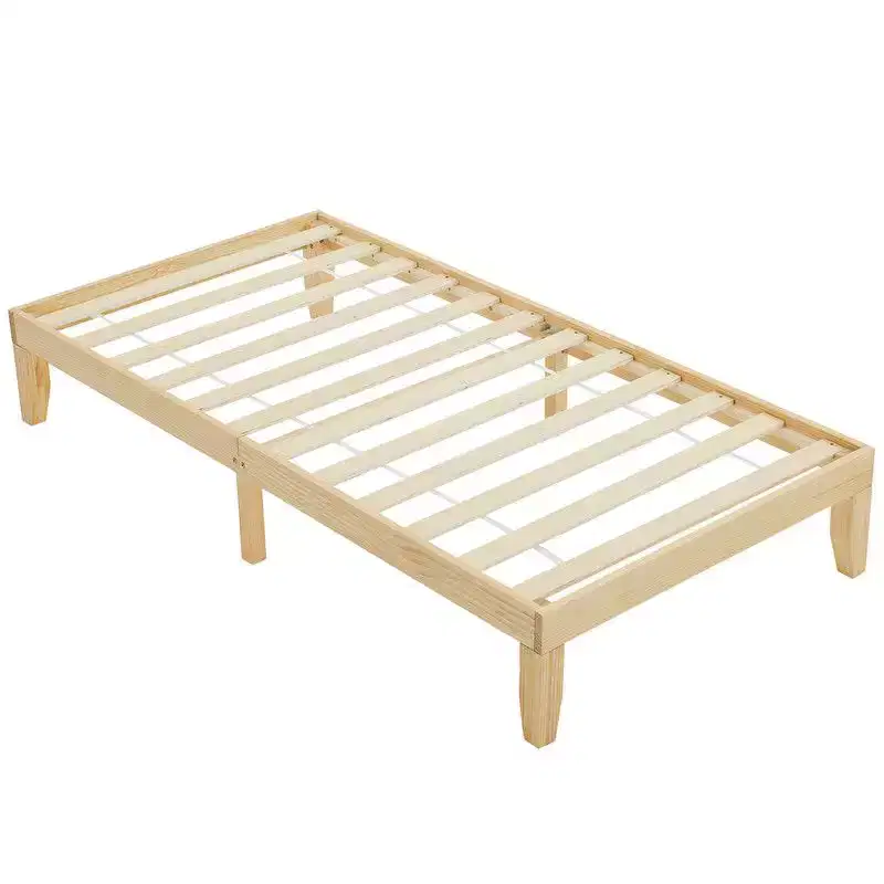 Twin Size Platform Bed with Wood Slats