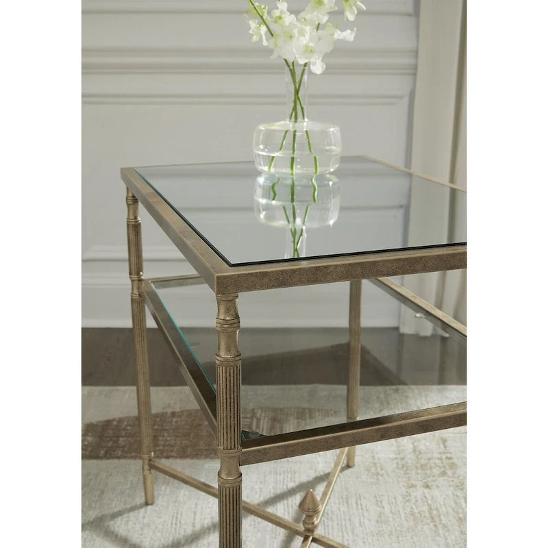 Gold End Table - 25.75 W x 18 D x 26 H
