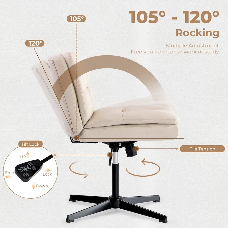 Armless Home Office Desk Chair Vanity Chair No Wheels