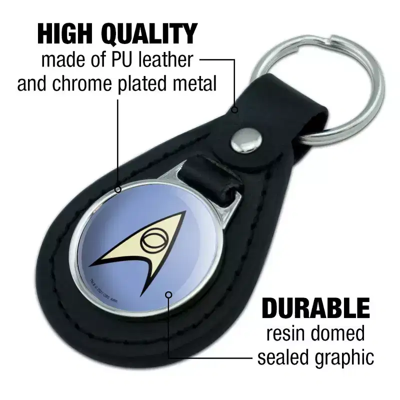 Star Trek Science Shield Black Leather Keychain
