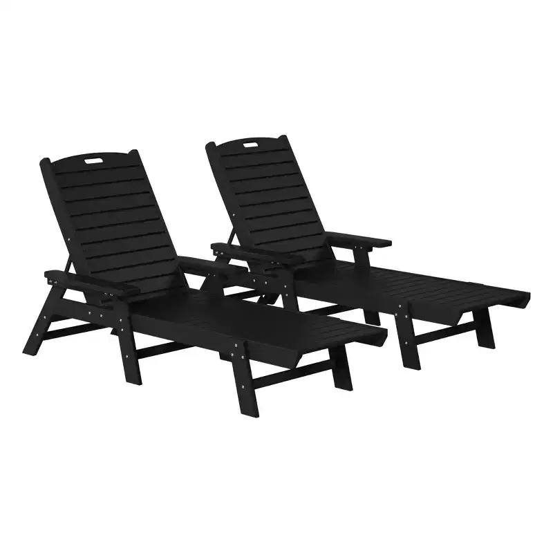 WestinTrends Adirondack Outdoor Chaise Lounge for Patio Garden Poolside (Set of 2)