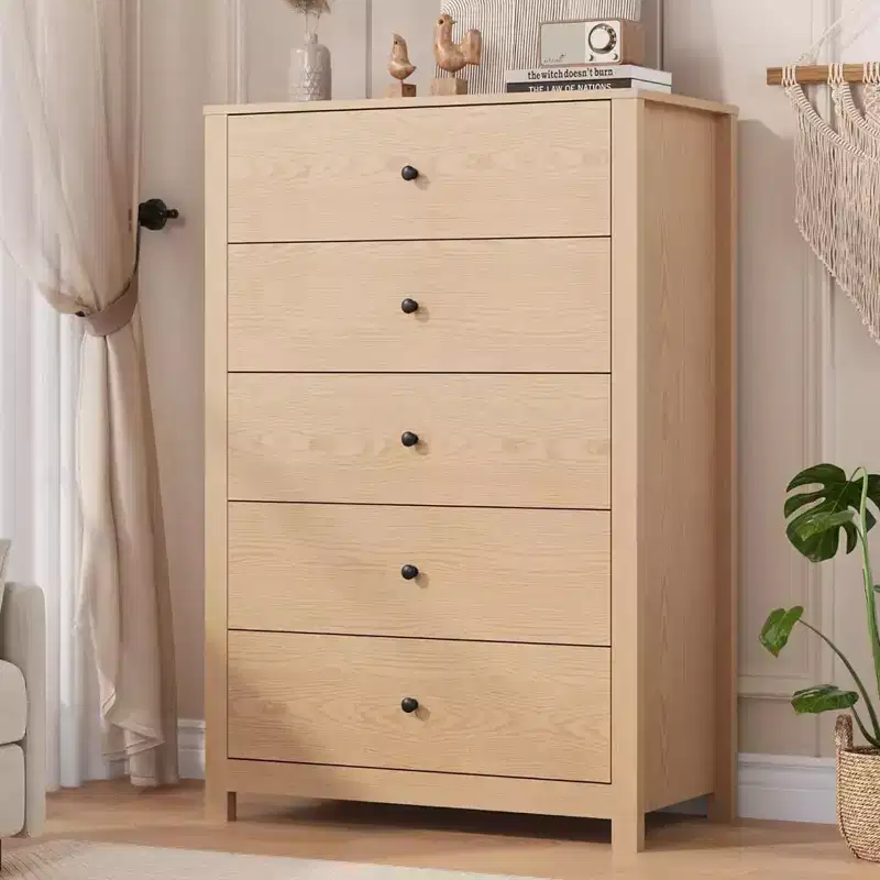 5 Drawer Dresser for Bedroom, Wood Storage Chest with Deep Drawers, Modern Simple Dresser for Living Room Hallway