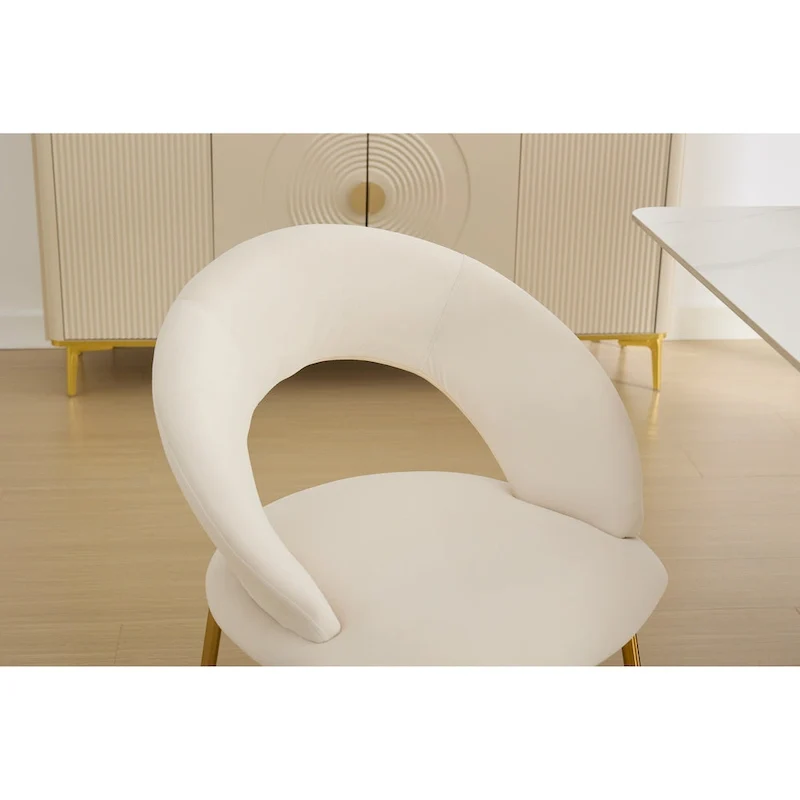 Velvet Dining Accent Chairs with Curved Backrest and Gold Metal Legs - 250lb Capacity