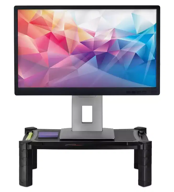 Black Height-Adjustable Monitor & Printer Riser Stand, Single