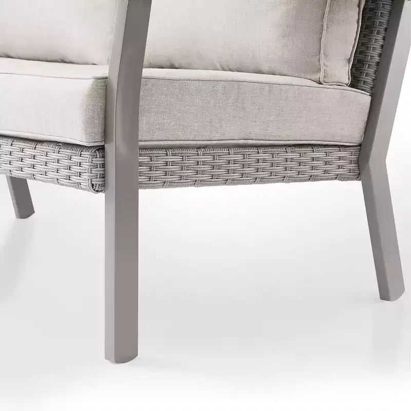SONGMICS HOME Sencillo Collection - Loveseat, 2-Seat Sofa, Lounge Chair, Patio Seat, with Faux Wood Armrests,Gray and Beige