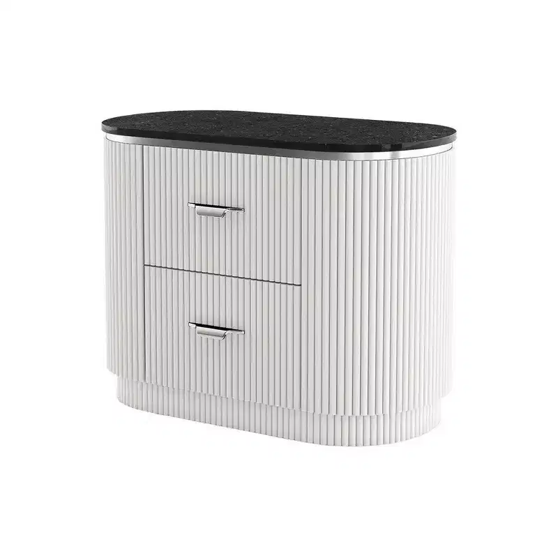 Royal Hampton Nightstand w 2 Drawers, Black Stone Top