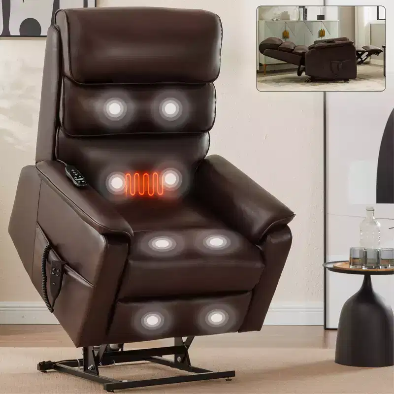 Leatherette Dual Motor Infinite Position Power Lift Recliner Chair with Heat Massage
