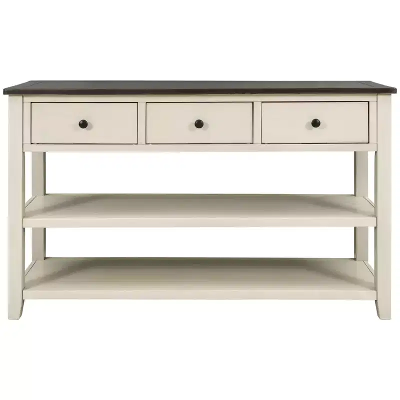 Whisen Modern Design Console Table with 3 Drawers and 2 Open Shelves