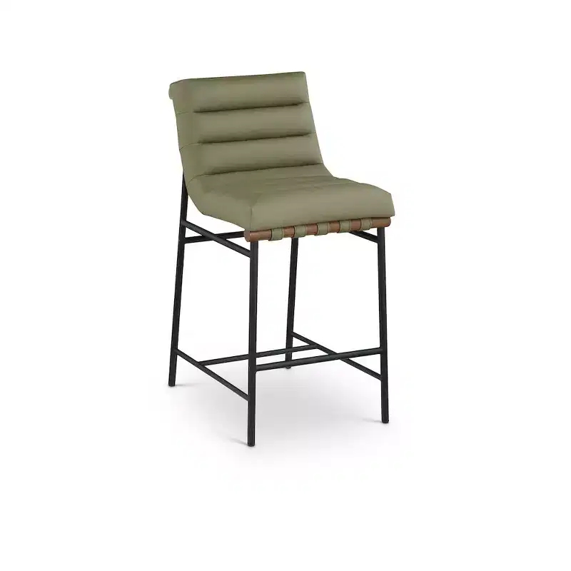 Green Vegan Leather Counter Stool
