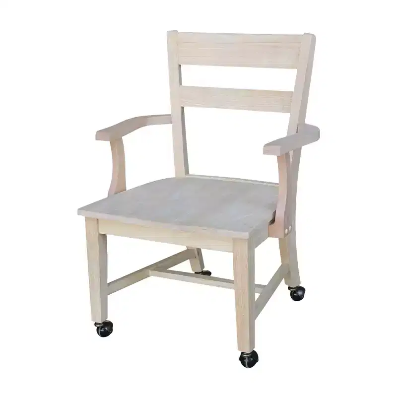Dining Chair with Casters - Unfinished - International Concepts: Solid Wood, Parawood, Kitchen, Table