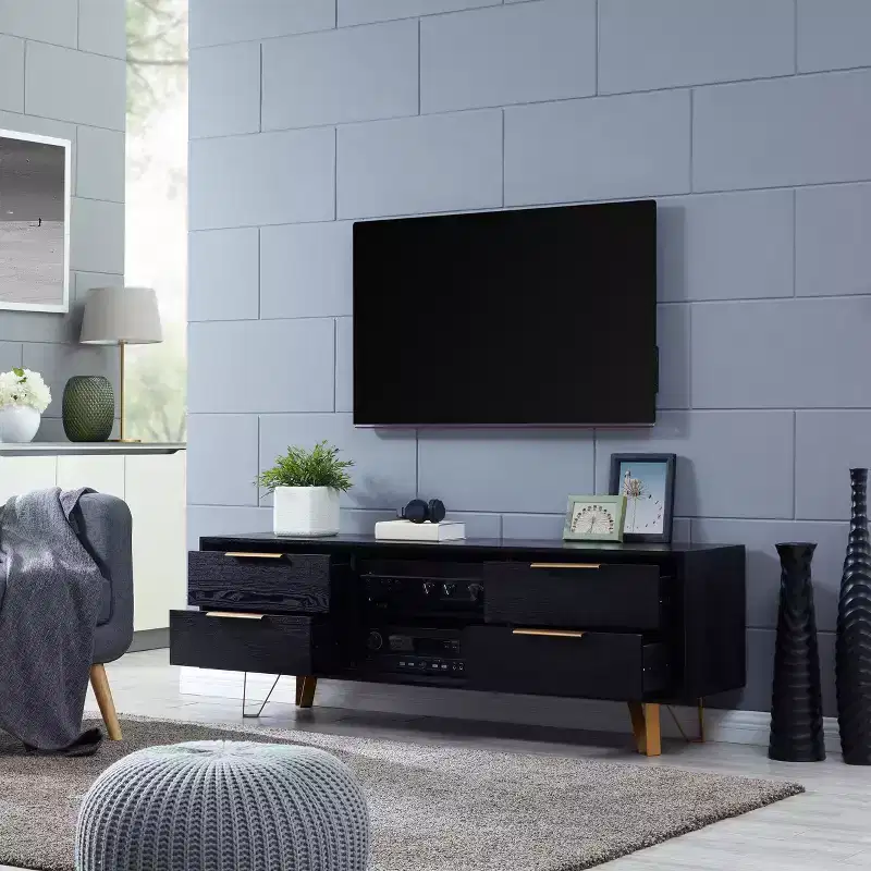 Malone Black Entertainment Console - Black - SEI
