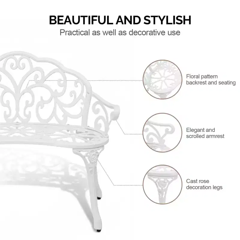 Karl Home | 38.5-Inch Cast Aluminum Garden Bench