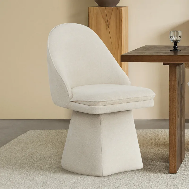 Darah Upholstered Swivel Armless Dining Chair Double-layered Cushions