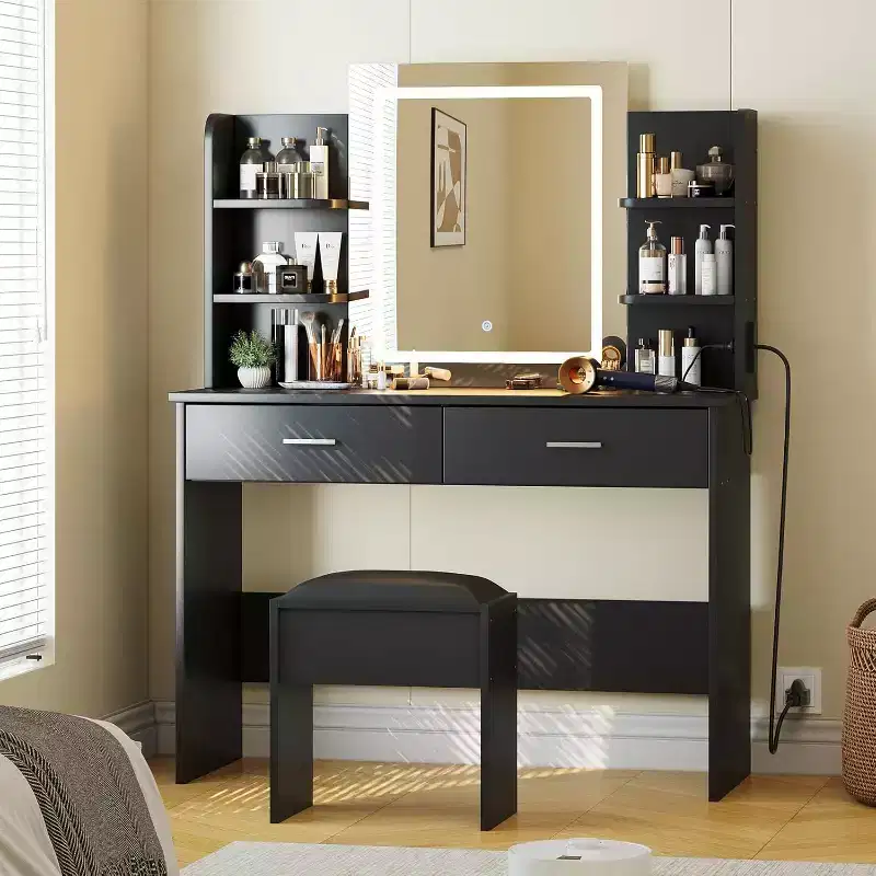 Makeup Vanity Desk with Mirror, Modern Vanity Set with Storage Drawers and Stool, Large Dressing Table for Bedroom, Cloakroom, Dressing room