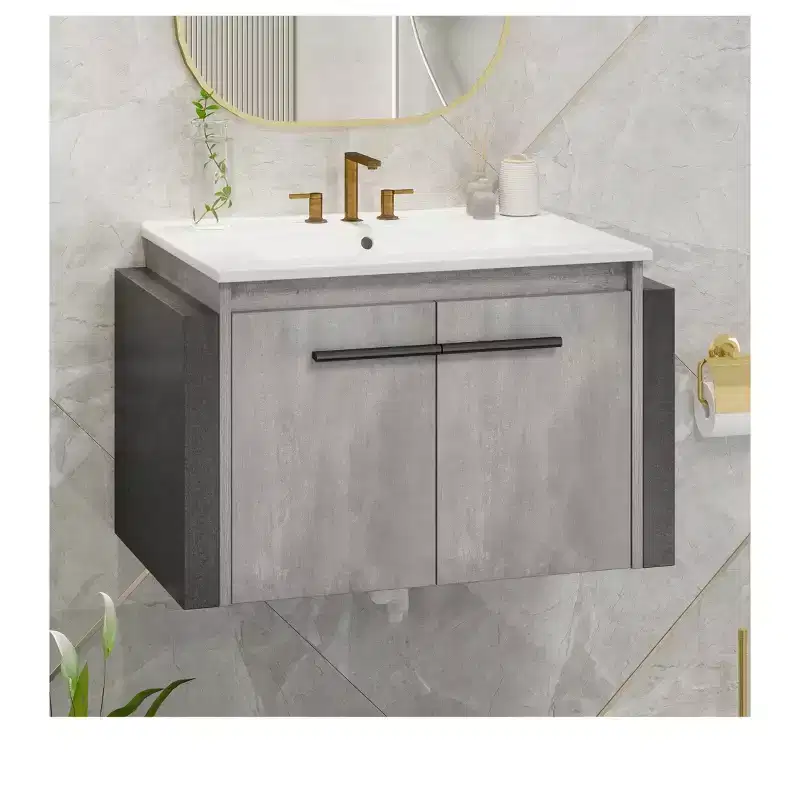 24 in Bathroom Vanity Ceramic Basin Cabinet With Sink Combo Wall Mounted Modern Vanity Bathroom Storage Cabinet Modern Storage Cabinet