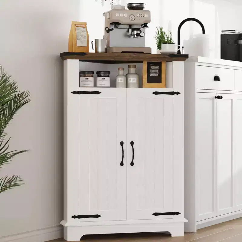 Corner Cabinet with Doors, Small Bathroom Storage Cabinet for Kitchen and Living Room