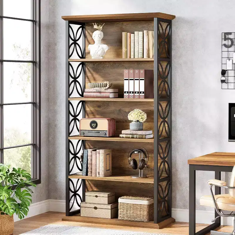 6-Tier Bookshelf, 71 Tall Bookcase with Metal Frame, Freestanding Open Storage Shelves for Home Office, Living Room, Bedroom