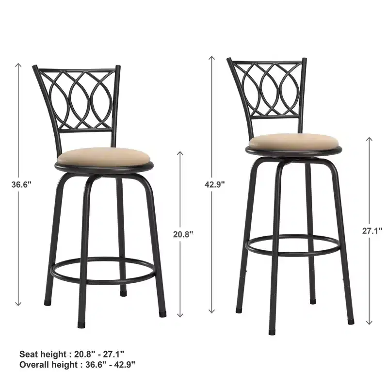 Venetta Scroll Back Bar Stool - Set of 3 - Black - iNSPIRE Q