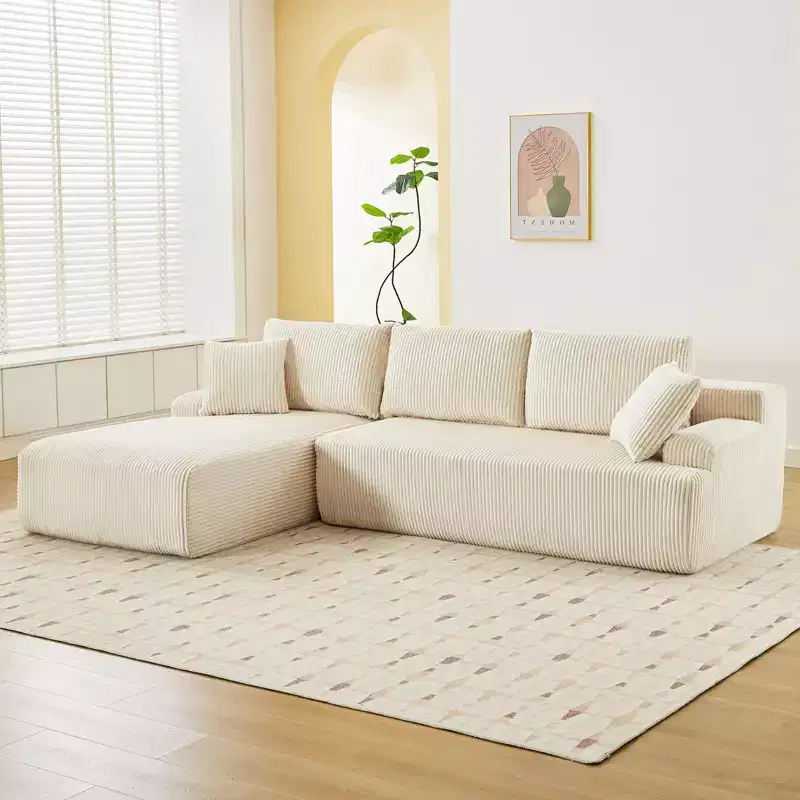 Cloud Couch with L Shaped Chaise Sectional Couch Corduroy Boneless Modular Modern Sofa No Assembly Required for Living Room Apartment and Small Space