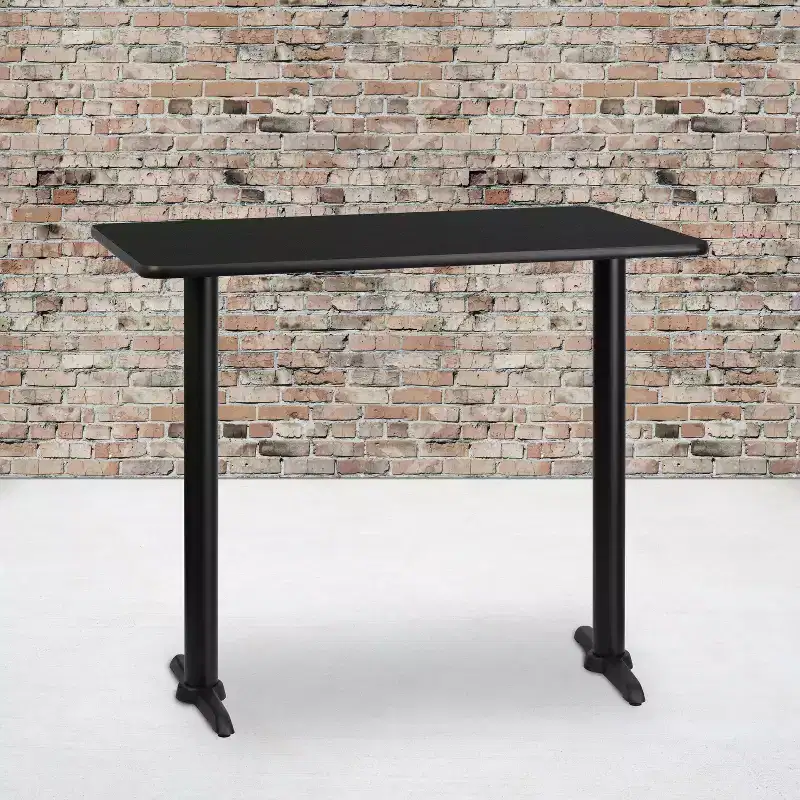 30'' x 48'' Rectangular Laminate Table Top with 5'' x 22'' Bar Height Table Bases