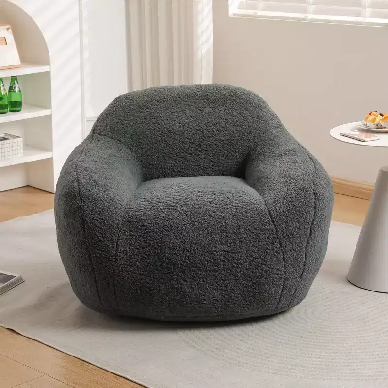 Okak Comfy Teddy Bean Bag Sofa with Armrest,Soft Bean Bag Chair with Memory Foam,Tufted Futon Couch for Living Room,Bedroom