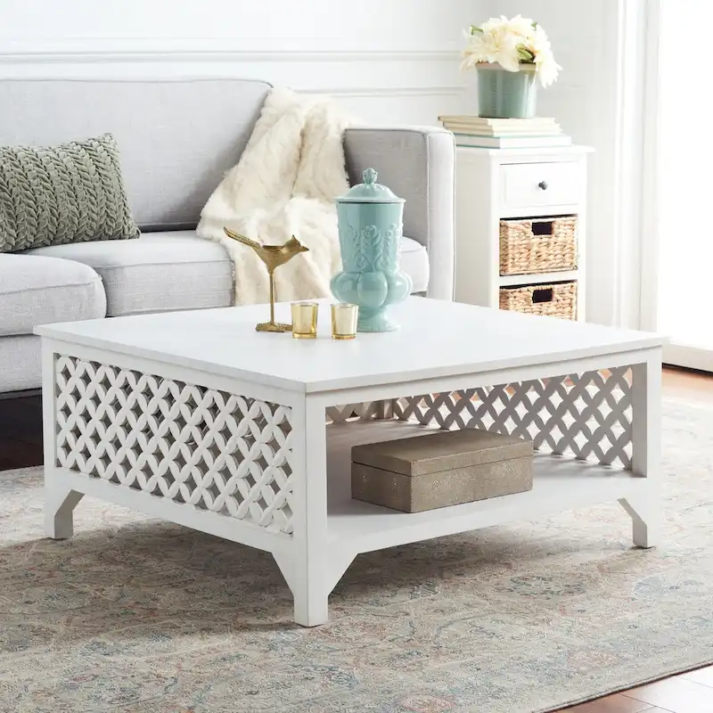 SAFAVIEH Bernardina Square Single Shelf Coffee Table - 34 L x 34 D x 16 H - 34Wx34Dx16H