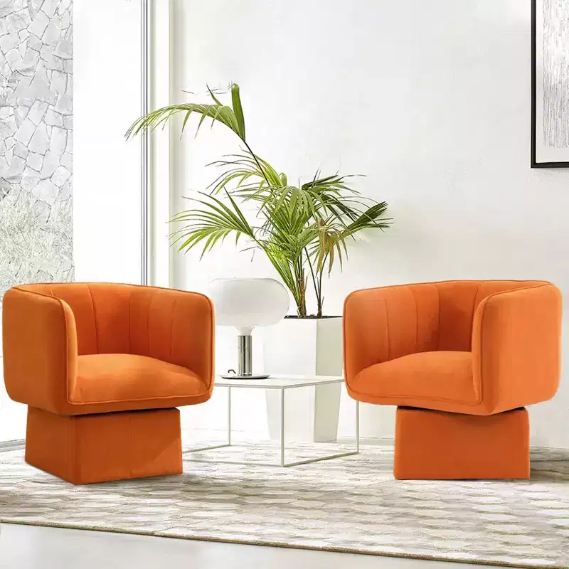 Swivel Barrel Accent Chair, Mid Century 360 Comfy Round Accent Sofa, Modern Accent Armchair Reading Chair for Living Room Waiting Room Bedroom