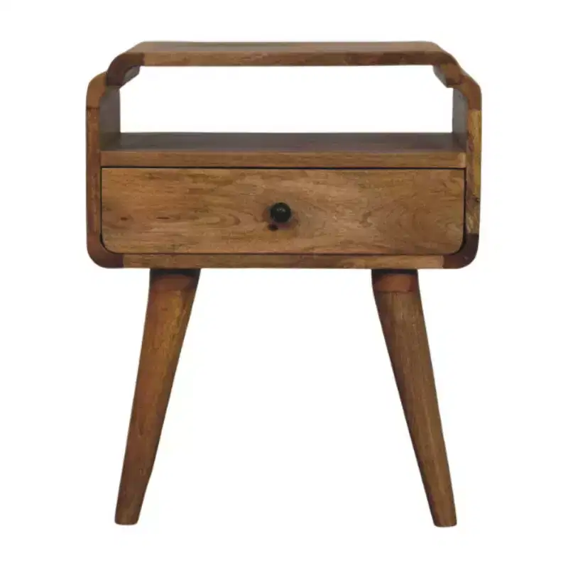 HomeRoots 22 Light Brown Solid Wood One Drawer Nightstand