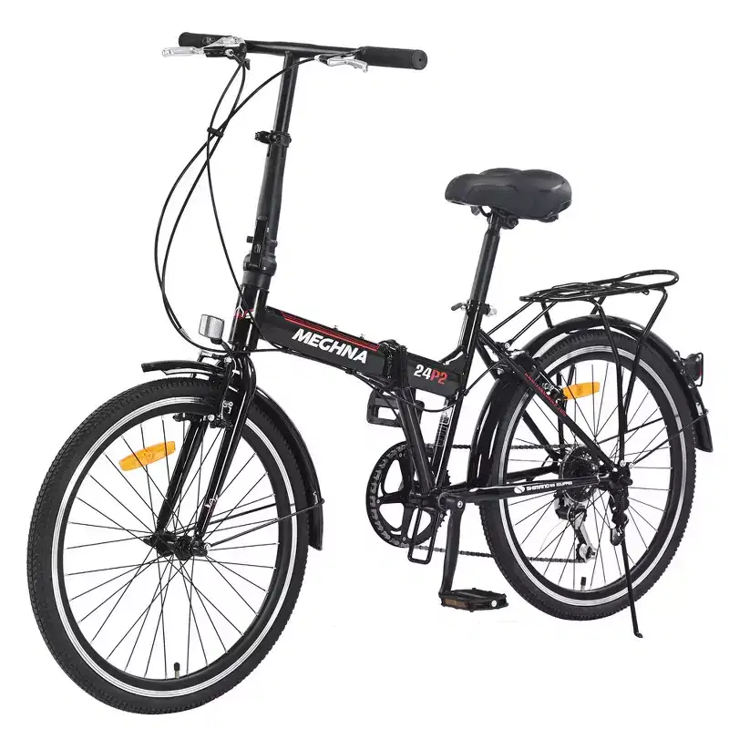 Whisen 24 Folding City Bike, Adult Bicycles with Shimano 7-Speed, Steel Frame
