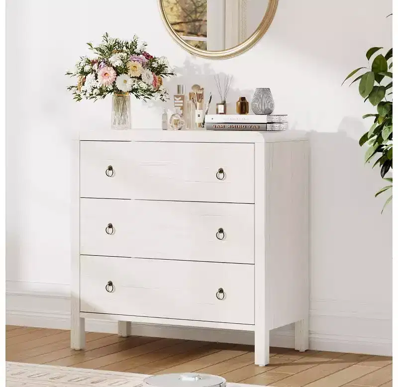 WhiteDrawer Dresser - Wooden Chest of Drawers for Bedroom/Living Room (Closet Storage Organizer, Modern Design)