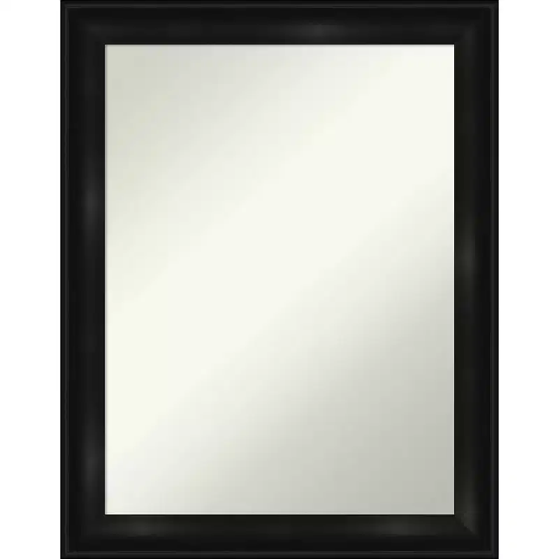 22" x 28" Non-Beveled Grand Black Narrow Wall Mirror - Amanti Art: Modern Rectangle, Polystyrene Frame, Wall Mounted