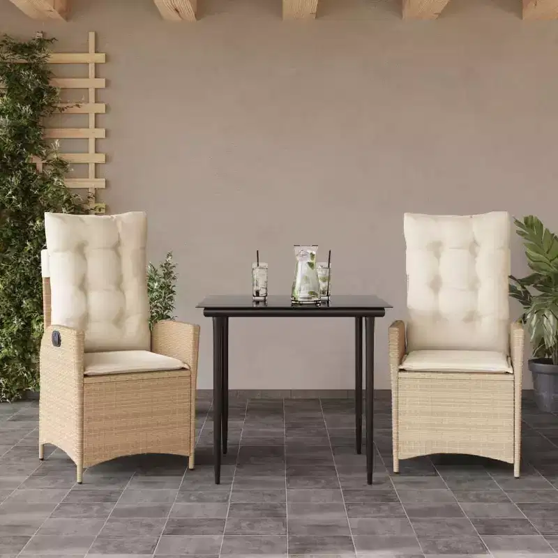 vidaXL Modern Garden Dining Set with Cushions