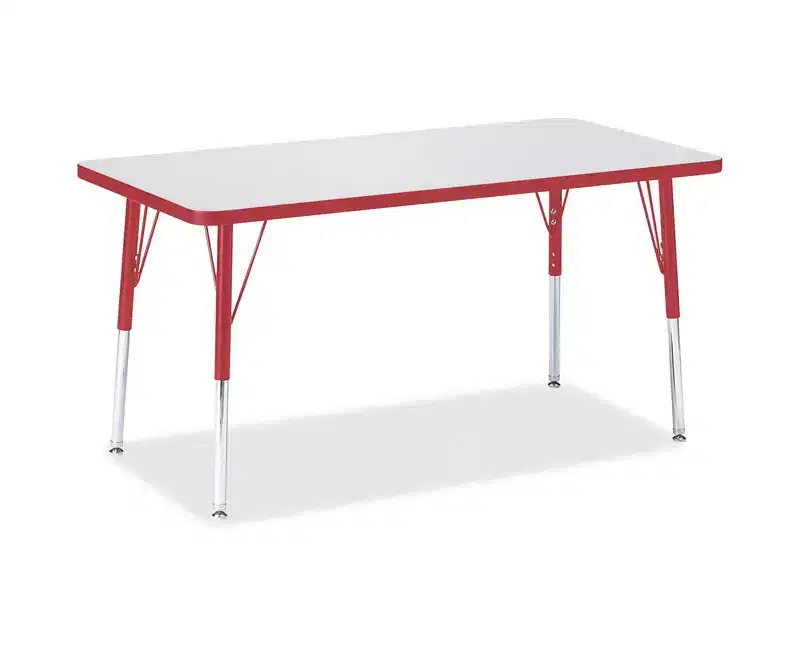 Jonti-Craft Berries Adult Height Color Edge Rectangle Table (24 x 48) in Red