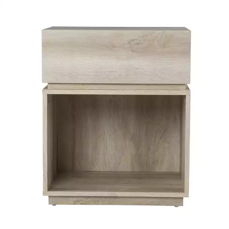 HomeRoots 24 Brown Manufactured Wood Rectangular End Table With Drawer With Shelf