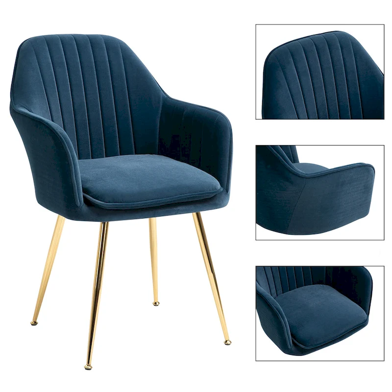 AVAWING Upholstered Velvet Dining Chairs Accent Arm Chairs Set of 4