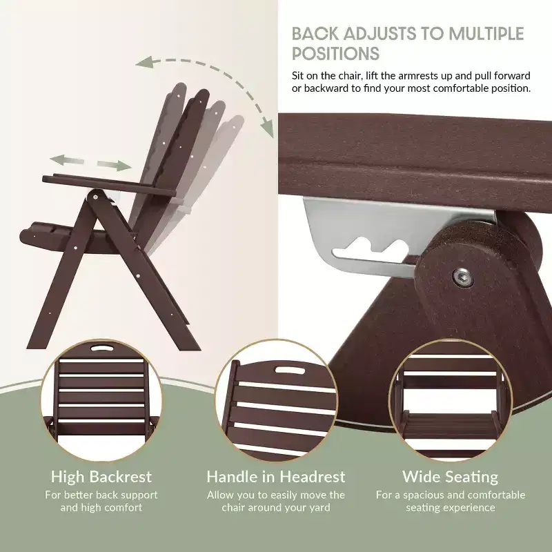 WestinTrends Malibu HDPE Adjustable Highback Folding Patio Dining Chair