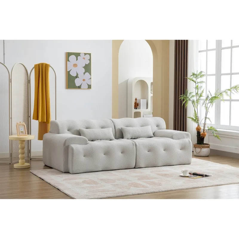Beige / Black Foam Spring Sofa, 2-3 Seat