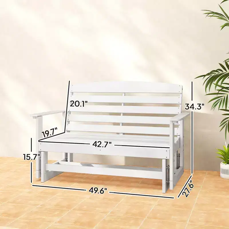 Patio Glider Bench w/ HDPE Slatted Double Rocking Chair