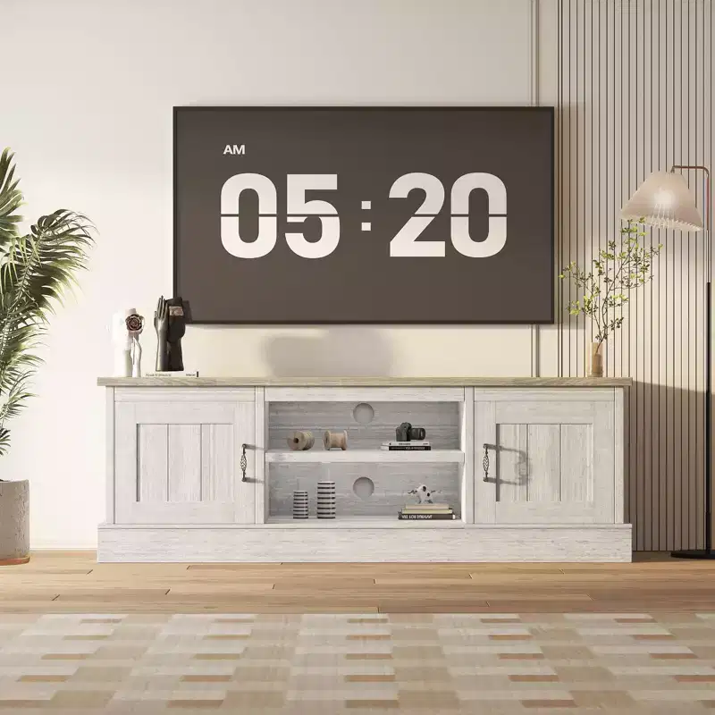 Modern TV Stand for 65-Inch TVs, Rustic Wood Entertainment Center with Spacious Storage Cabinets, Media Console Table for Living Room & Office