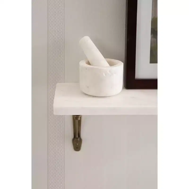 Marble Wall Shelf, White and Gold, 20