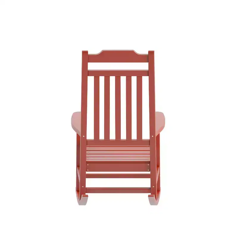 Emma and Oliver All-Weather Rocking Chair in Faux Wood - Patio and Backyard Furniture