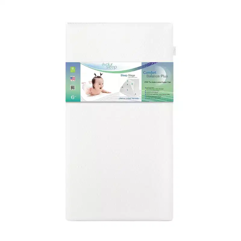 Evolur Breath Flow Plus Air Permeable Crib and Toddler Mattress: 2-Stage, Plush Feel, High-Density Foam, 6-Inch Thickness