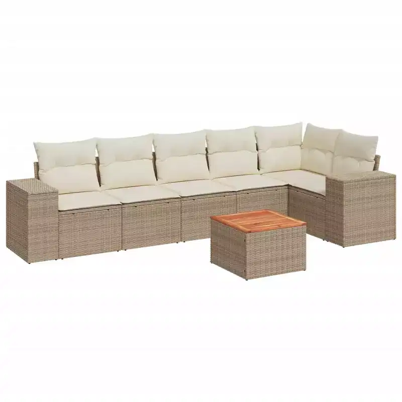 vidaXL 7 Piece Patio Sofa Set with Cushions Poly Rattan