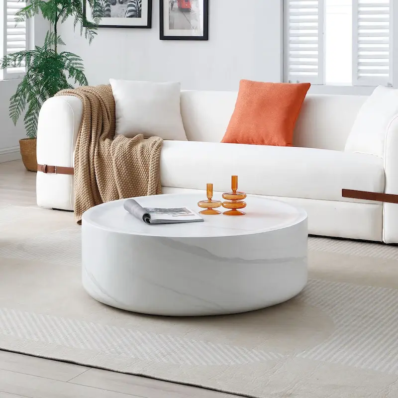 31.49 Round Faux MARS Pattern Coffee Tables No Need Assembly