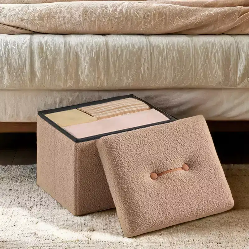 Small Folding Storage Ottoman with Hidden Storage