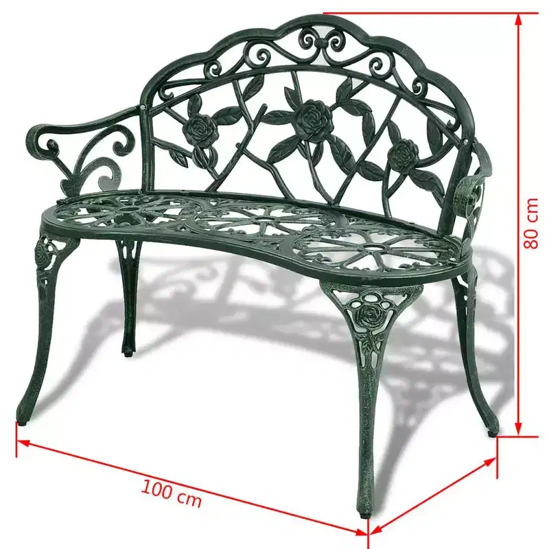 vidaXL Garden Bench Black Cast Aluminum, Cast Iron Medium